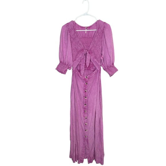 Free People String Of Hearts Maxi Dress in Spring Crocus Pink Size Medium - Picture 6 of 11